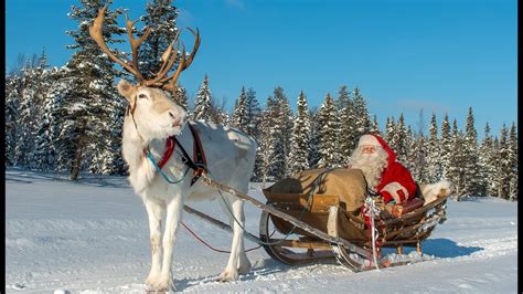 Christmas departure of Santa Claus & reindeer ride Lapland Finland ...