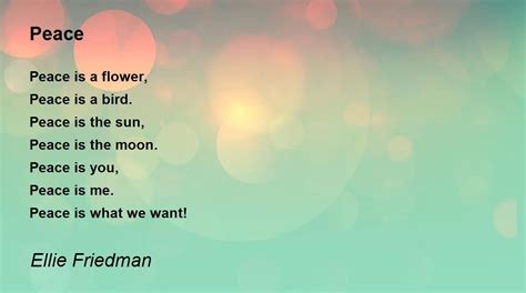 Peace Poem by Ellie Friedman - Poem Hunter