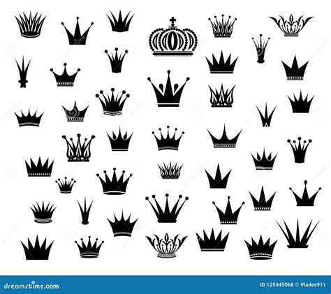 Crown Silhouette Collection.Vector Illustration.Blackwhite. Stock ...