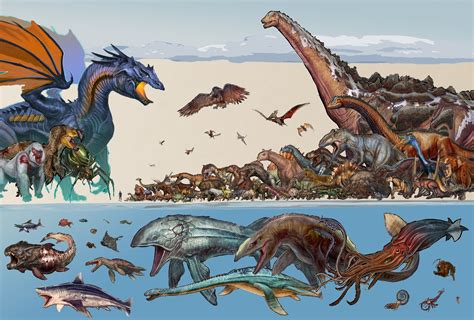 UPDATED Dino size comparison with Ammonite, Archaeopteryx, Megalosaurus ...