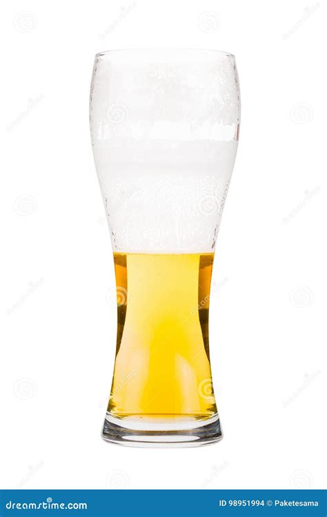 Tall Beer Glass almost Full with Lager Beer Stock Photo - Image of ...