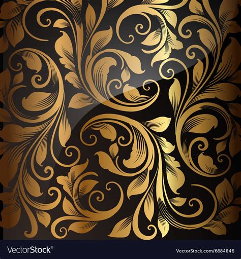 Seamless gold floral wallpaper Royalty Free Vector Image