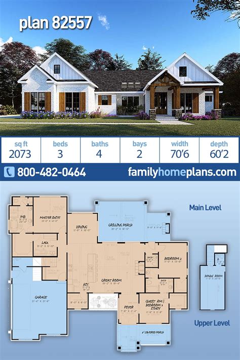 Plan 82557 | Farmhouse Style House Plan | Ranch house plans, House ...