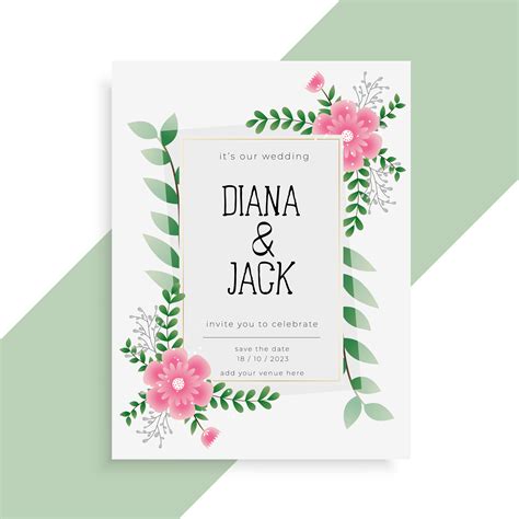 lovely floral wedding card invitation design - Download Free Vector Art ...