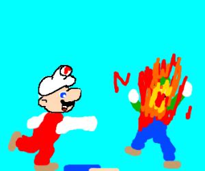 8-bit Mario kills Luigi - Drawception