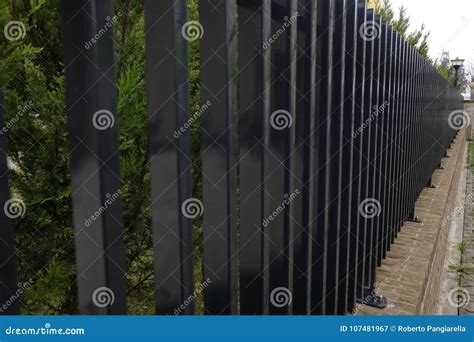 Black iron fence stock image. Image of design, residential - 107481967