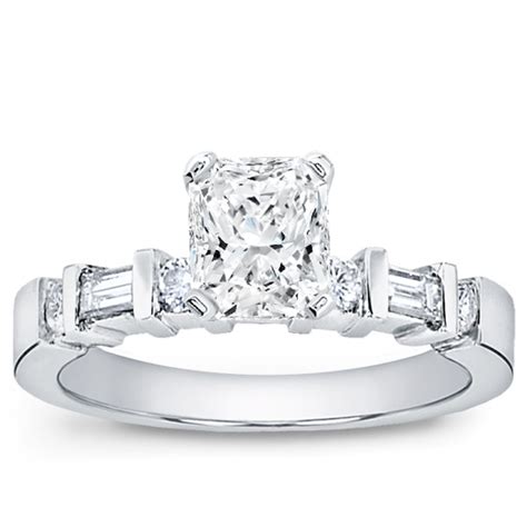 Baguette and Round Engagement Setting - R2738