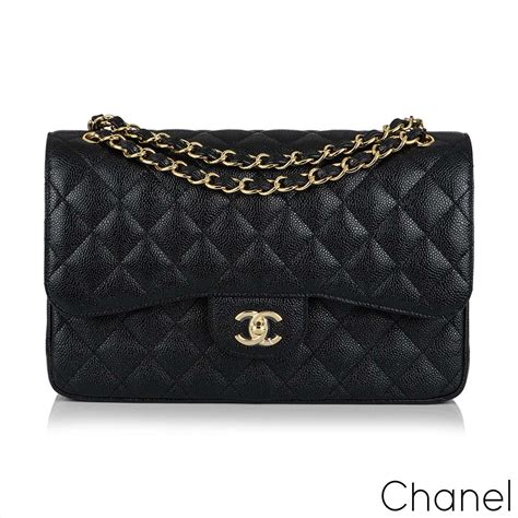 Chanel Black Caviar Jumbo Classic Double Flap Bag | Rich Diamonds