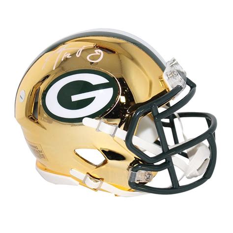 Aaron Rodgers // Signed Green Bay Packers Riddell Mini Chrome Helmet ...