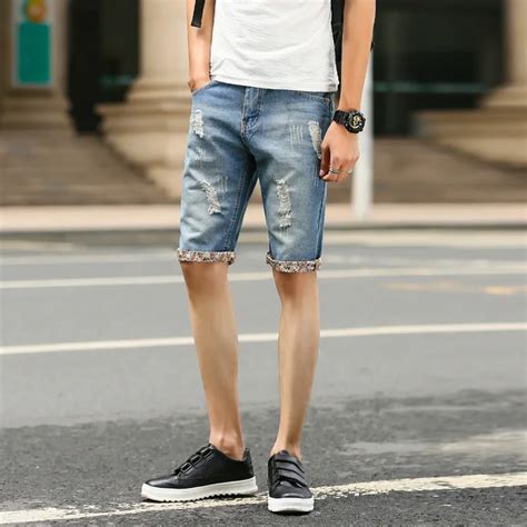 2017 summer denim shorts male jeans men jean shorts bermuda skate board ...