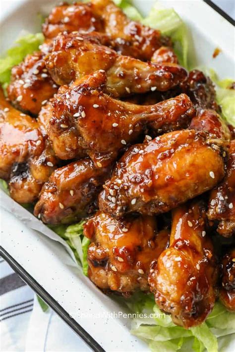 These honey garlic chicken wings are seriously good. They're baked in ...