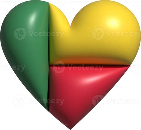 Benin flag heart 3D. 22121048 PNG