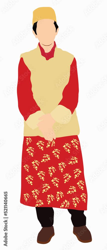 Sikkimese guy in traditional dress of sikkim Stock Illustration | Adobe ...