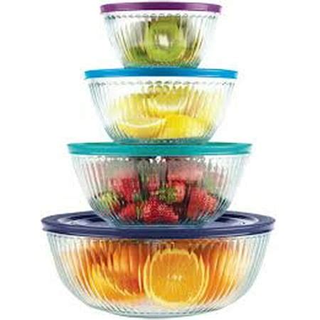 Pyrex 8-piece Sculpted Glass Mixing Bowl Set with Lids - NEW - Walmart.com