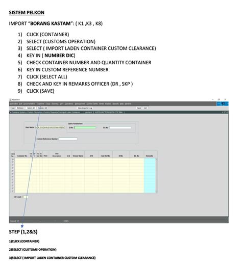 Penang Port, Malaysia - Guide to Enter Custom Reference Number in PELKON