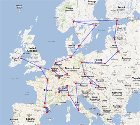 Road Map Of Europe With Cities