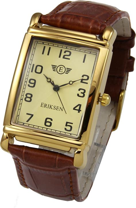 Eriksen Reloj de vestir de cuarzo analógico rectangular para hombre ...