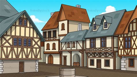 Medieval Town Background Cartoon Vector Clipart - FriendlyStock