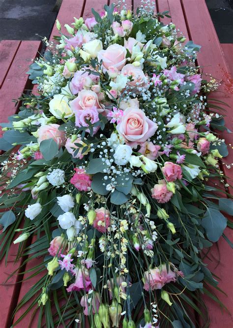 Delicate pinks casket spray by Gail Armytage florist | Casket flowers ...