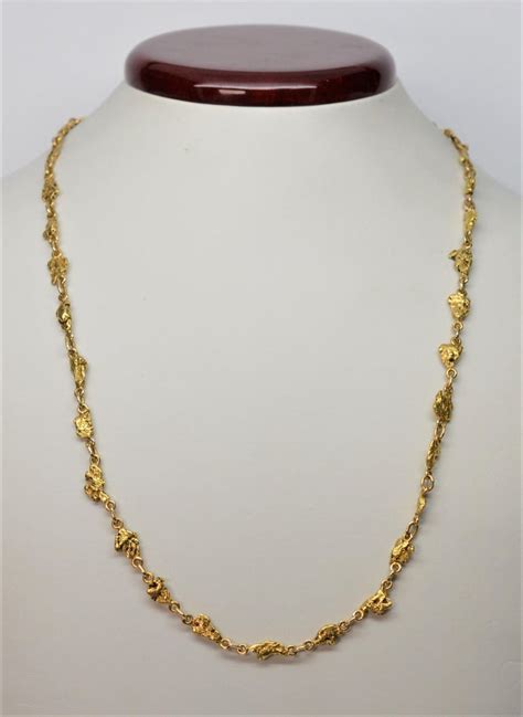 24 Karat Natural Yellow Gold Nugget Necklace at 1stDibs | gold nugget ...