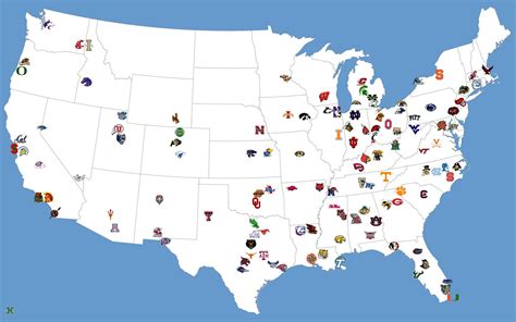 College Football Map | College football map, College football fans ...