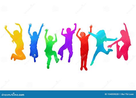 Kids jumping with joy stock vector. Illustration of white - 154059028