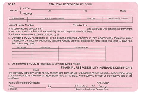 Printable Sr 22 Form - Printable Forms Free Online