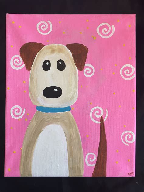 Dog canvas painting. Monkeymou Designs on Facebook and Etsy. | Kids ...