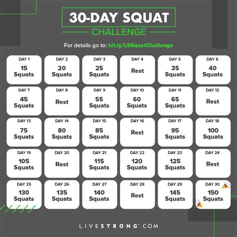 30 Day Squat Challenge Chart