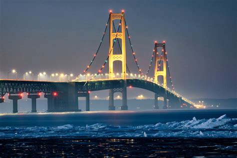 Michigan Nut Photography | Michigan Bridges | Misty late winter dusk at ...