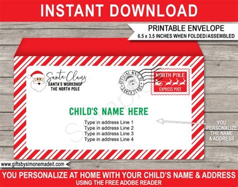 Santa Envelope Template - Christmas Santas Workshop North Pole ...