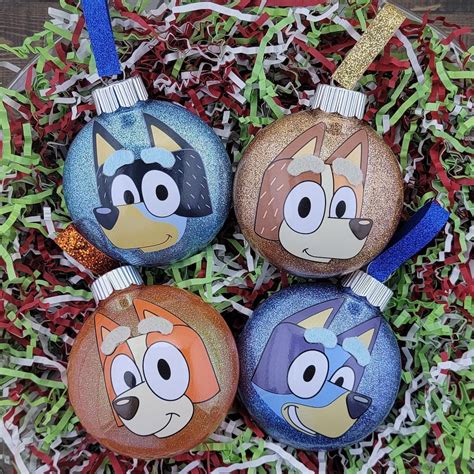 Bluey Inspired Character Face Christmas Ornaments Bluey - Etsy