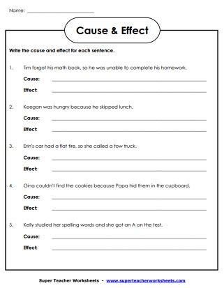 10 Free Cause and Effect Worksheets [PDF] - EduWorksheets - Worksheets ...