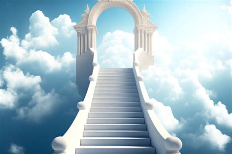 Holy stairway to heaven with door leading to paradise - Stock Image ...