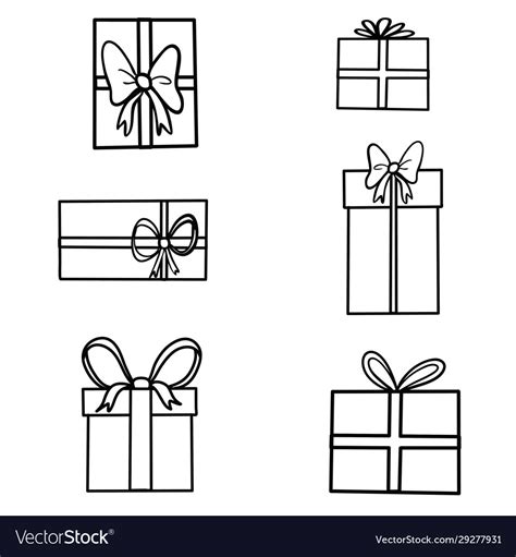 Hand drawing set with gifts sketch gift boxes Vector Image