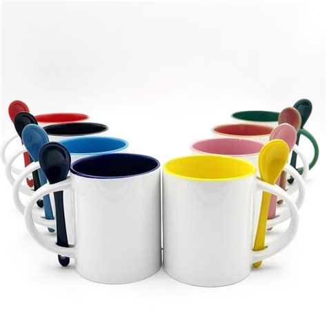 11oz Double color coffee Mug with Spoon | Smart Buy