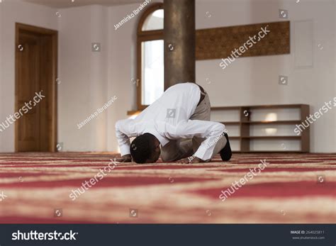 Black African Muslim Man Praying Mosque Stock Photo 264025811 ...