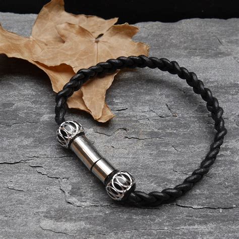 Black Braided Leather Bracelet for Men and Women - Etsy