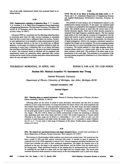 (PDF) The musical saw-operational features and simple dynamical theory