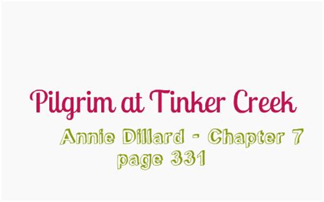 Annie Dillard - Pilgrim At Tinker Creek - Chapter 7 by Sara ...