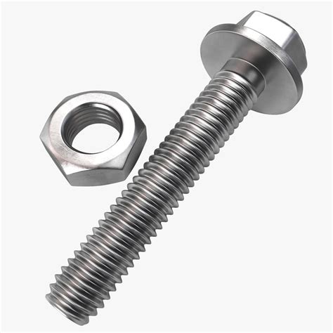 hex head flange bolt nut 3d model