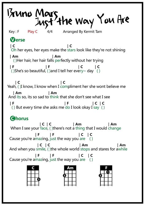 Bruno Mars - Just The Way You Are (Ukulele Chords)