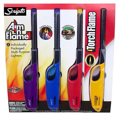 Scripto Aim 'n Flame Multi-Purpose Lighters, 4 Piece - Walmart.com ...