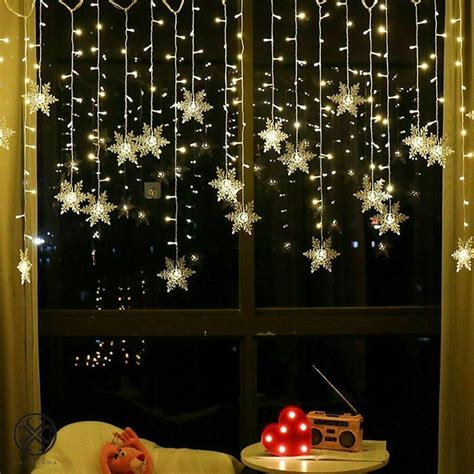 Luxtrada 96 LED Snowflake Fairy String Curtain Window Light LED Starry ...