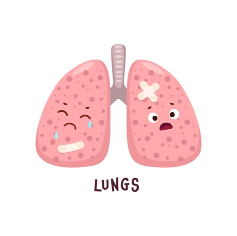 Human lungs sick body organ cartoon character 16148285 Vector Art at ...