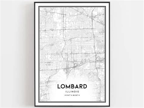 Lombard Map Print Lombard Map Poster Wall Art Il City Map - Etsy