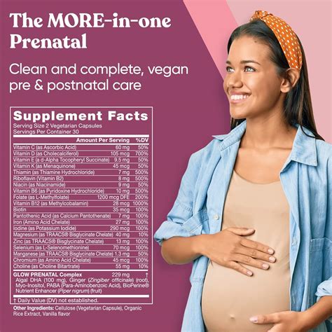 Glow Vitaminas prenatales folato DHA Multivitamínico para nutrir el ...