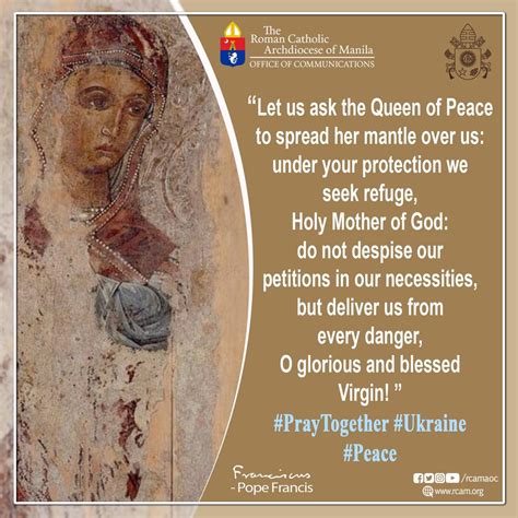 “Mama Mary, Queen of Peace, through your intercession we beg of you ...