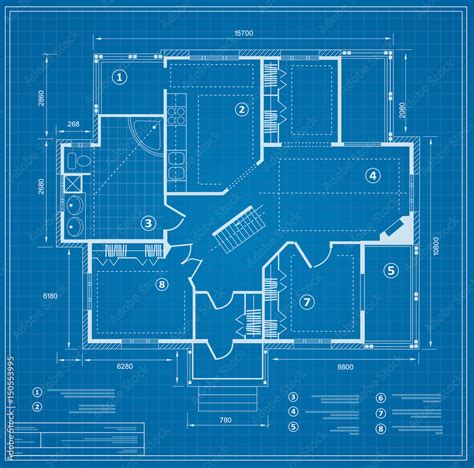 Blueprint house plan drawing. Figure of the jotting sketch of the ...