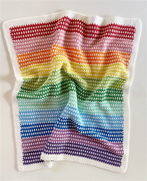 Crochet Rainbow Moss Stitch Blanket - Daisy Farm Crafts